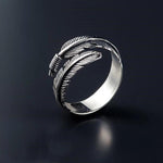 Bague Ouverte en Forme de Plume Vintage