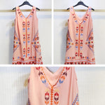 Robe de Plage Brodée sans Manches à Franges