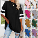 T-shirt Contrasté Á Col Ras Du Cou Et Coupe Décontractée