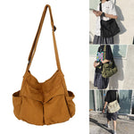 Sac messager en toile de couleur unie